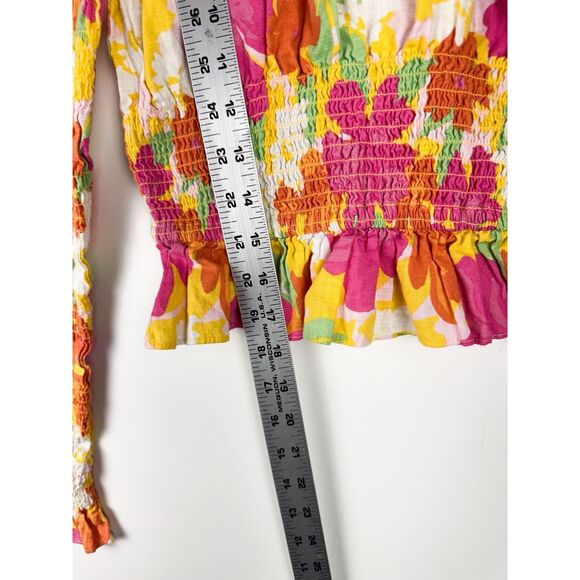 SABO Sz Small Mica Shirred Women Top Floral Australia Multicolor Cotton - Picture 4 of 8